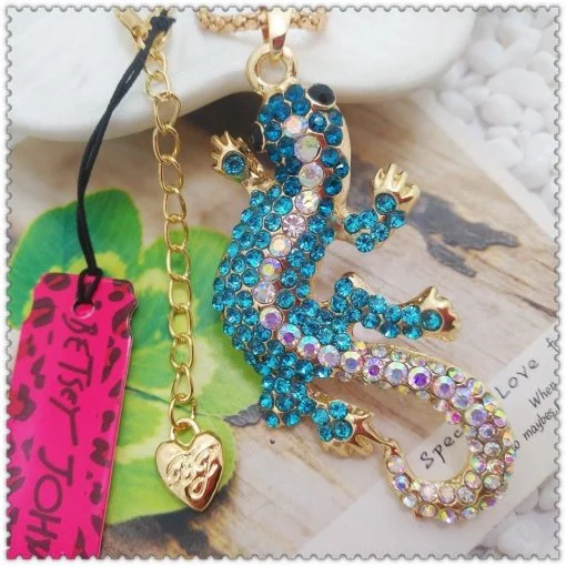 Betsey Johnson Blue Lizard Pendant