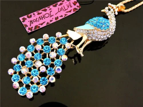 Betsey Johnson Blue Peacock Pendant