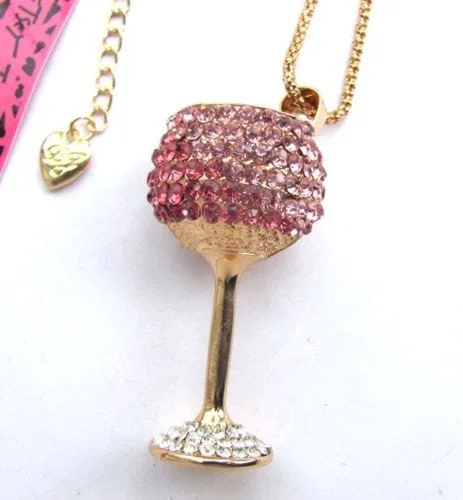 Betsey Johnson Champagne Glass Pendant
