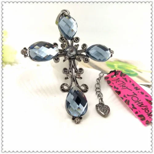 Betsey Johnson Cross Gemstone Pendant