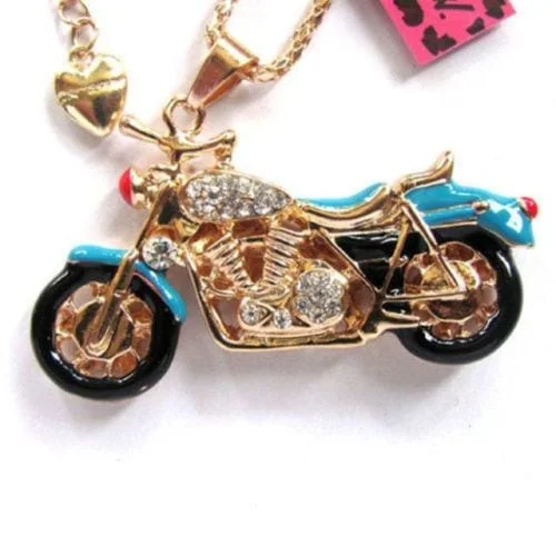 Betsey Johnson Light Blue Motorcycle Pendant