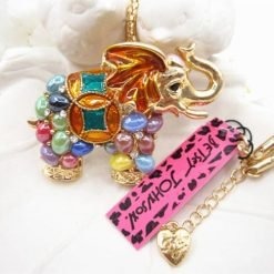 Betsey Johnson Multi-colored Elephant Pendant