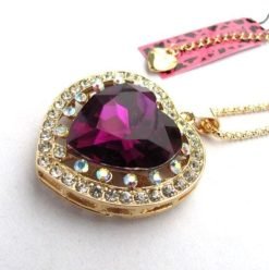 Betsey Johnson Purple Heart Gemstone Pendant