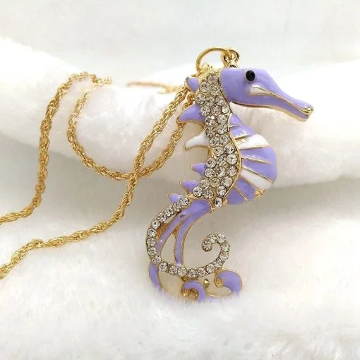 Betsey Johnson Purple Seahorse Pendant