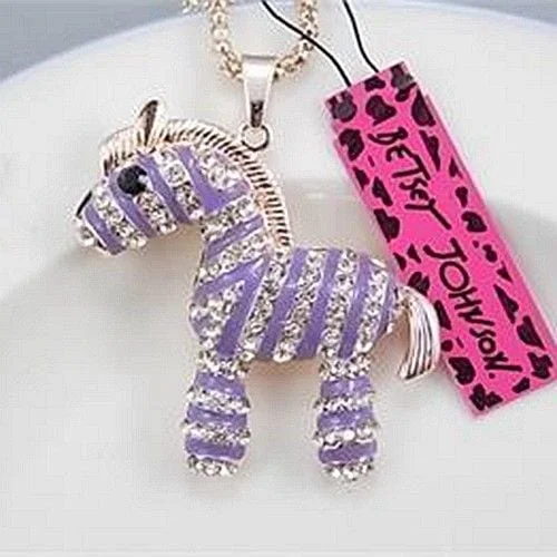 Betsey Johnson Purple-White Zebra Pendant