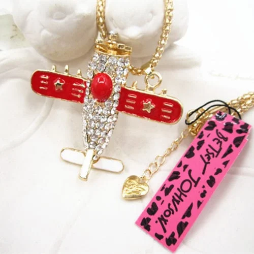 Betsey Johnson Red Airplane Pendant