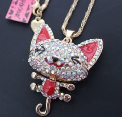 Betsey Johnson Red Cat Pendant