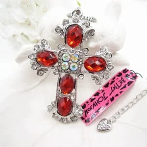 Betsey Johnson Red Cross Pendant