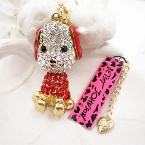 Betsey Johnson Red Puppy Pendant