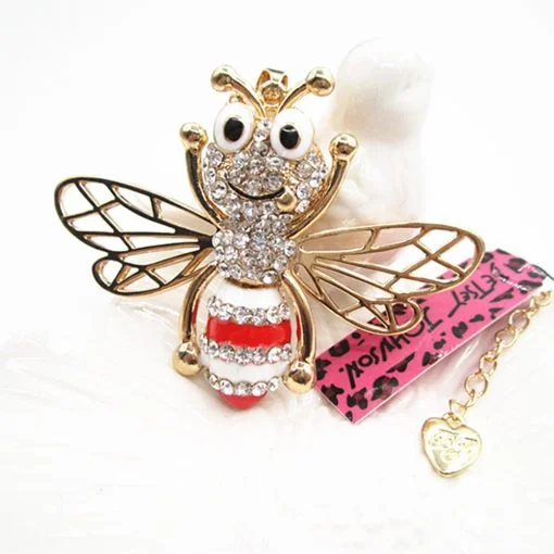 Betsey Johnson Red-White Bee Pendant
