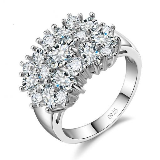 Crystal White Cubic Zirconia Flower Ring
