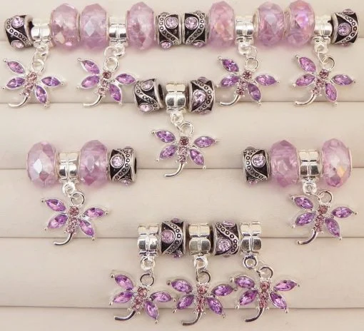 Purple Dragonfly European Beads Collection