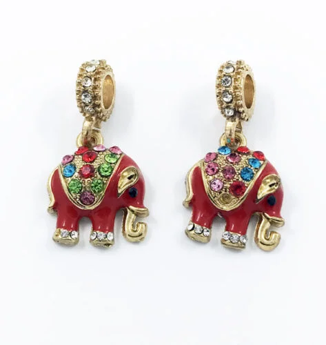 2pcs Red Elephant Dangles